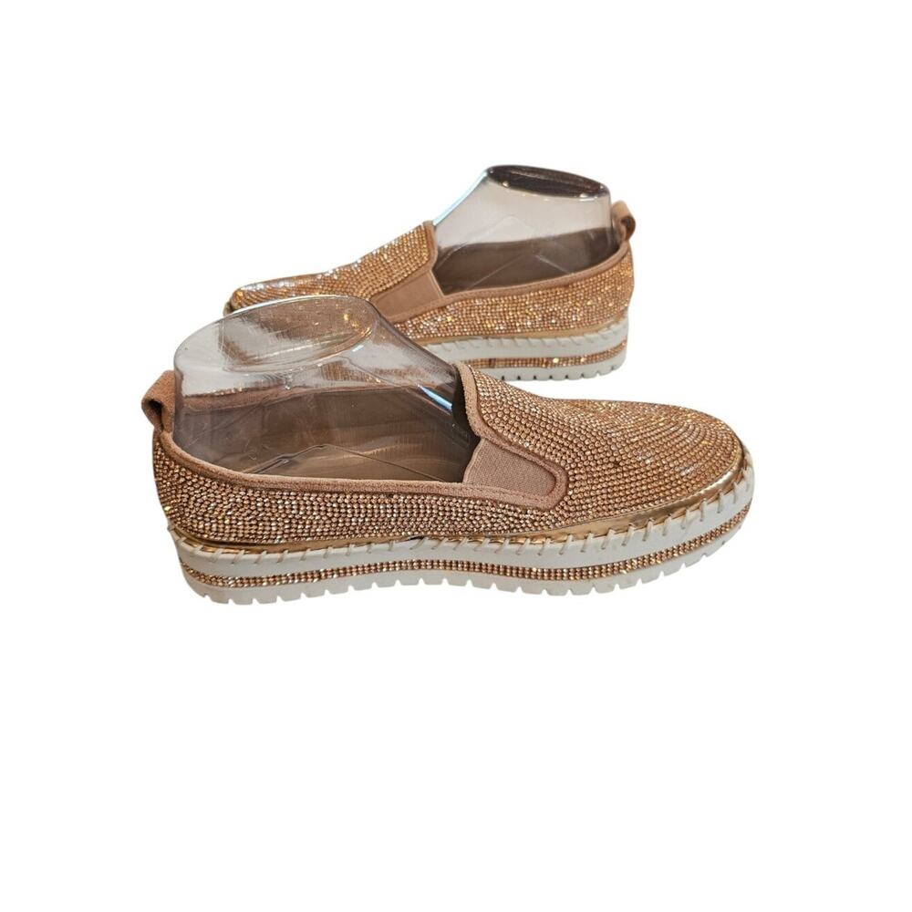 Azalea Wang Slip-On Crystal Embellished Platform Sneakers - Rose Gold Size 7.5-8 - Picture 4 of 10